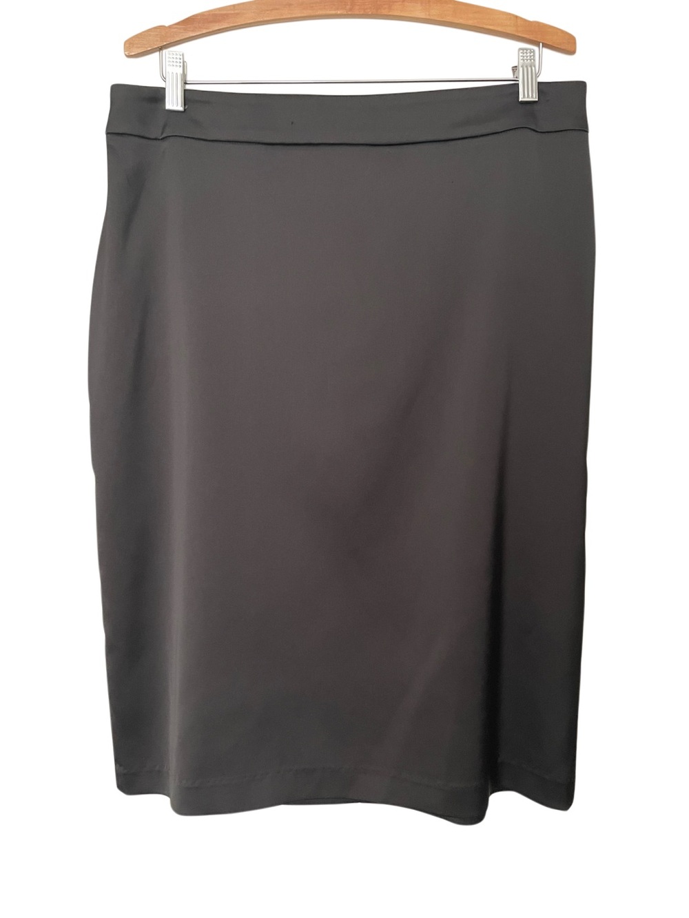 Tadashi Collection Black Satin Pencil Skirt Size 14 Elegant High Waist Classic